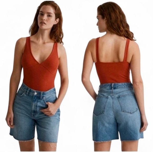 Madewell Tops - MADEWELL Rust Ribbed Tank Bodysuit - Large